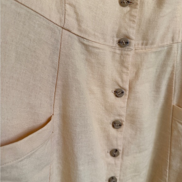 Gal Meets Glam Women 8  Light Yellow Linen Cottage Core Fit & Flare Midi Dress - Picture 9 of 9